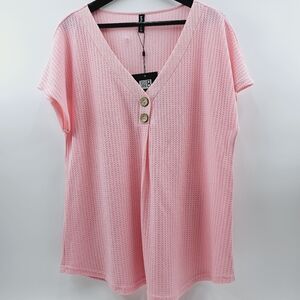 NWT Just Fashion Now Women Pink Pullover V-neck Knit Lightweight Tunic